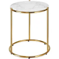 TecTake Beistelltisch Ellsa Platte In Marmoroptik Solides Stahlgestell 43 x 43 x 50 50 cm Weiß Gold