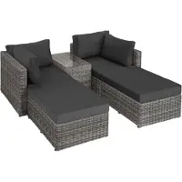 TecTake Aluminium Rattan Lounge San Domino wetterfest und UV-beständig Dicke der Sitzpolster 10 cm