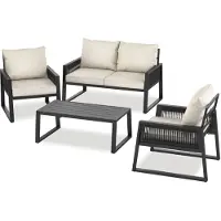 TecTake Aluminium Garten-Lounge Set Captive im Rope-Design