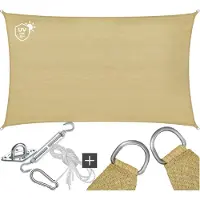 TecTake Rechteckiges Schattentuch Sunny - 3 x 5 m - Extra stabiles 185 g/m² HDPE-Sonnenschirmtuch - 50+ UV-Schutz - wetterfest und reißfest - Sonnenschirm für Garten, Balkon, Terrasse - Sonnenschirm