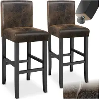 TecTake - 2 Barhocker aus Lederimitat altbraun - 403584