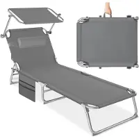 TecTake graue Sonnenliege klappbar wasserabweisend 68x161x111cm