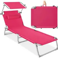 TecTake Gartenliege 4-stufig mit Kopfpolster