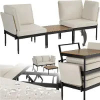 TecTake Aluminium Gartenlounge-Set Magaluf 5 in 1 Funktion, 5-fach verstellbare Lehne, dicke Polsterung