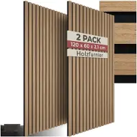 TecTake Akustikpaneele Sonic Wall - 2er-Set - Eiche hell - Schallabsorbierendes Paneel - 120x60x2,1cm pro Panel