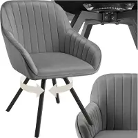 TecTake - Esszimmerdrehstuhl mit Armlehnen - Ergonomischer Schalensessel mit Samtpolsterung - Gepolstert - Drehstuhl für Wohnzimmer, Esstisch, Arbeitszimmer, Frisiertisch und Küche - Grau