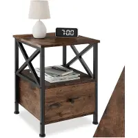 TecTake Nachttisch Falkirk Industrial Style Holz und Stahl 41 50 x 40 x 55 50 cm Industrial Holz Dunkel Rustikal