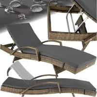 TecTake Aluminium Rattan Sonnenliege Océane 190 x 71 x 34 – 74,5 cm