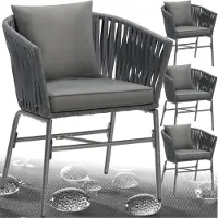 TecTake Stuhlset Valeiras im Rope-Design, dicke Polster, 60x61x77cm