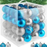 TecTake - Satz mit 64 Kugeln silber/blau - 403322