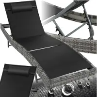 TecTake Rattan Sonnenliege Moana 69 x 211 x 41 - 94 cm
