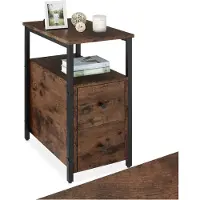 TecTake - Nachttisch - Beistelltisch - 49,5x30x61,5cm - industrial - dunkelbraun