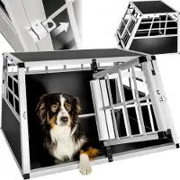 TecTake Hundetransportbox doppel mit gerader Rückwand mit schützenden Kunststoffecken