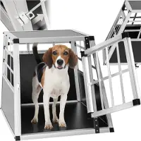 TecTake Hundetransportbox single mit gerader Rückwand mit schützenden Kunststoffecken
