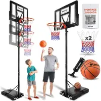 TecTake Basketballkorb Dirk Outdoor mit Rollen, inklusive Ball, Pumpe und 2 Netze