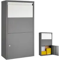 TecTake GmbH Paketbox Fortress mit Sicherheitsklappe 44 x 22 x 82 cm - anthrazit 405068