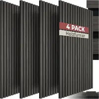 TecTake GmbH Akustikpaneele Sonic Wall II Schallabsorber Wandpaneele Schalldämmung MDF Echtholzfurnier Eiche schwarz 110x50cm 4er Set
