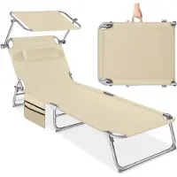 TecTake Sonnenliege Chloé 4-stufig, Kopfpolster und Tasche