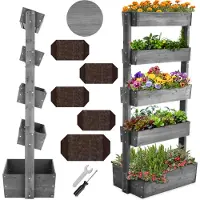 TecTake Vertikalbeet Flora, lackiertes Holz, inkl. Pflanzvlies | Gr.: 52 cm