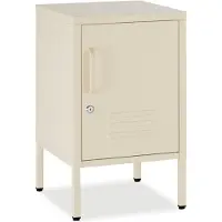 TecTake Nachttisch Baker Abschließbare Tür Mit Magnetverschluss Verstellbarer Zwischenboden 35 x 42 5 x 60 5 cm Creme