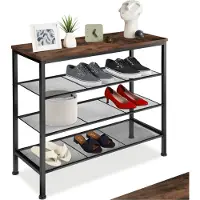 TecTake Schuhregal Newport 80,5 x 30,5 x 72,5 cm, Industrial Holz dunkel, rustikal | Gr.: onesize