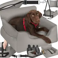 TecTake Hundeautositz Milow mit Sicherheitsleine und 2 Befestigungsgurten, längenverstellbar 55 x 50 x 29 cm