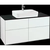 Villeroy & Boch V&B Waschtischunterschrank Wandbeleuchtung Finion 120x60,3cm, Abd.-Pl. bla m, glo wh. Lac