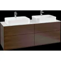 Villeroy & Boch Finion Waschtischunterschrank, 4 Auszüge, mit integrierter Beleuchtung, für 2 Waschbecken, 1600x603x501mm, Glass White Matt, G43100GN