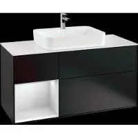Villeroy & Boch V&B Waschtischunterschrank Wandbeleuchtung Finion 120cm, Pl w m, Rg l wh. m Lac, bla m Lac