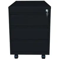 LÜLLMANN Büro Rollcontainer Bürocontainer mit 3 Schubladen 610 x 460 x 590 mm (HxBxT) Schwarz 505306
