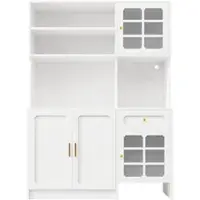 STILVORA Küchenschrank mit Glastüren und LED-Beleuchtung, Sideboard als hoher Küchenschrank mit Stauraum, Buffetschrank für Küche in Weiß