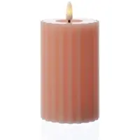 MARELIDA LED Kerze Liv Echtwachs gerillt mit Rillen flackernd H: 14,5cm Timer rosa