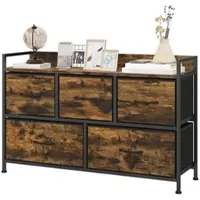 STILVORA Kommode aus Polyester, Braun, 98x29x63 cm, 5 Schubladen, Stahlrahmen