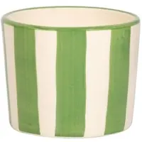 Zafferano Lido-Set, 2 grün gestreifte Trinkgläser, handgefertigte Keramik, Civita Castellana, Vintage-Design, Eisbecherform, Lido-Serie