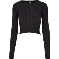 Urban Classics Ladies Short Rib Knit Twisted Back Sweater Black Größe: M | Strickpullover Outlet | Damen | Schwarz