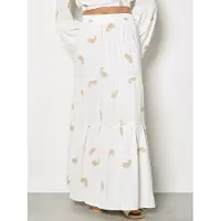 Apricot Maxirock "Maxirock mit Paisley-Stickerei", Damen, Gr. XS (34), beige (creme), gewebt, Obermaterial: 89% Viskose CV. 11% Leinen LI., gemustert, Röcke Maxirock, mit Stufen