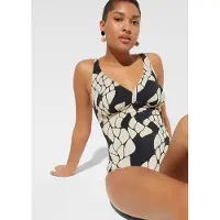 Bonprix Badeanzug mit aufwendigem Druck, sportlicher Stil, aus Polyamid und Elasthan