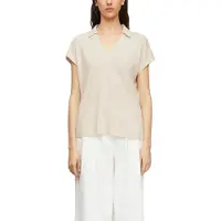 Comma Damen Polo-Shirt aus Leinenmix – Regular Fit, V-Ausschnitt, überschnittene