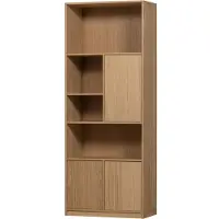 Woood Stauraumregal "Modulair mit Push-to-open und FSC Eichenfurnier B110 x T40 x H199 cm" Vielfältige Fächergrößen, Tragkraft 15 kg pro Einlegeboden
