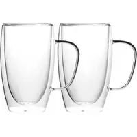 B&S Thermogläser mit Henkel doppelwandig (2 x 450ml) Tassen aus Borosilikatglas