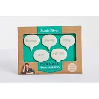 Jamie Oliver Vintage Käseetiketten-Set, 5-tlg., Käseetiketten, Markierung für Käse, Fingerfood, Keramik, Cremefarben, 5 x 4 cm, 554899