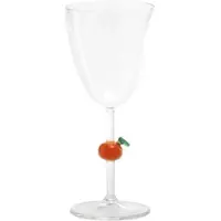 Zafferano Safranfarbene Obstschale aus Borosilikatglas mit orangefarbener Verzierung am Stiel, handgefertigt für eine elegante Tischdekoration - 1 Stück