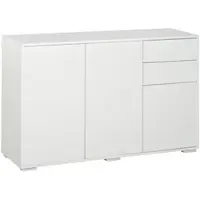 MODFU Sideboard MDF Weiß 117x36x74 cm mit 2 Schubladen, 3 Türen und höhenverstellbaren Einlegeböden
