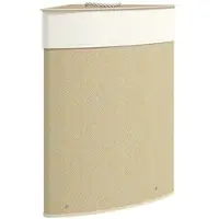 HOMCOM Wäschekorb im Eckdesign, Bambusgeflecht, 55 Liter, Stoffbeutel, Metallrahmen, Creme
