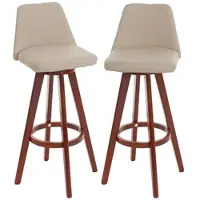 Décoshop26 - Set aus 2 Barhockern drehbare Tresenstühle aus cremefarbenem PVC und Holz 04_0007455