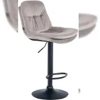 Décoshop26 - Hoher Hocker x1 für Küche und Bar mit weichem grauem Samtsitz und schwarzem Metallgestell 10_0005692