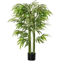 HOMCOM Künstliche Pflanze, Bambus aus Kunststoff im Topf, 780 Blätter, realistischer Look, kaum Pflegeaufwand, 140 cm, Grün