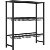 OKWISH Getränkekistenregal Stahl schwarz 103x33x113,5 cm, 3 Ebenen, höhenverstellbar