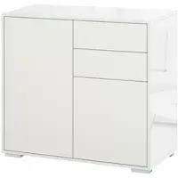 HOMCOM Aufbewahrungsschrank mit 2 Schubladen, 2 Türen, mit Kippschutz, für Wohnzimmer, Schlafzimmer, 79 x 36 x 74 cm, Weiß