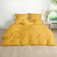 TRAUMSCHLAF Uni Mako-Satin Bettwäsche, Bettbezüge und Kissenbezüge einzeln Kissenbezug einzeln 40x40 cm | bernstein - gelb